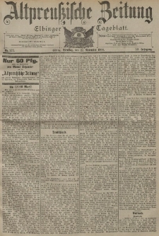 Altpreussische Zeitung, Nr. 277 Dienstag 27 November 1900, 52. Jahrgang