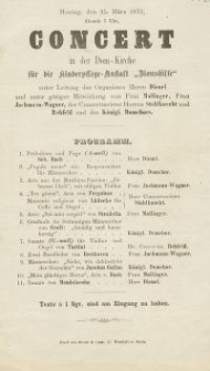 Bestandteil Nr. 138 der Nitschmanns Sammlungen: Concert in der Dom-Kirche für die Kinderpflege-Anstalt „Bionshilfe”