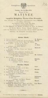 Pozycja nr 136 z kolekcji Henryka Nitschmanna : Matinée des engagirten Königlichen Theater Chor-Personals