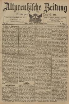 Altpreussische Zeitung, Nr. 221 Freitag 20 September 1901, 53. Jahrgang