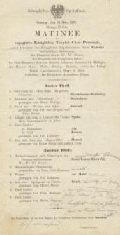 Bestandteil Nr. 178 der Nitschmanns Sammlungen: Matinee des engagirten Königlichen Theater-Chor-Personals...