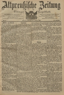 Altpreussische Zeitung, Nr. 5 Dienstag 7 Januar 1902, 54. Jahrgang