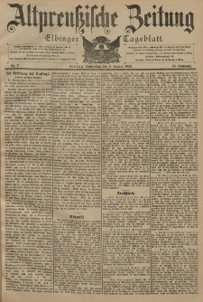 Altpreussische Zeitung, Nr. 7 Donnerstag 9 Januar 1902, 54. Jahrgang