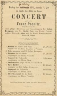 Bestandteil Nr. 87 der Nitschmanns Sammlungen: Concert gegeben von Franz Poenitz