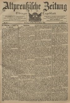 Altpreussische Zeitung, Nr. 41 Dienstag 18 Februar 1902, 54. Jahrgang