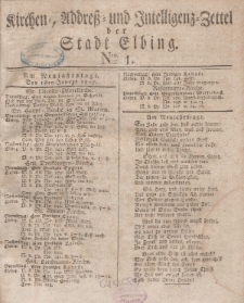 Kirchenzettel der Stadt Elbing, Nr. 1, 1 Januar 1827