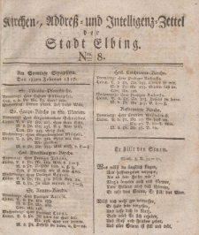 Kirchenzettel der Stadt Elbing, Nr. 8, 18 Februar 1827
