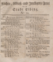 Kirchenzettel der Stadt Elbing, Nr. 14, 1 April 1827