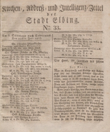 Kirchenzettel der Stadt Elbing, Nr. 33, 22 Juli 1827