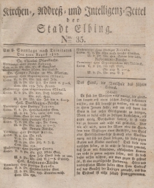 Kirchenzettel der Stadt Elbing, Nr. 35, 5 August 1827