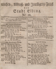 Kirchenzettel der Stadt Elbing, Nr. 38, 26 August 1827