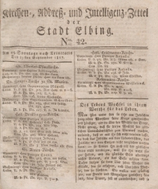 Kirchenzettel der Stadt Elbing, Nr. 42, 23 September 1827