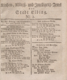 Kirchenzettel der Stadt Elbing, Nr. 3, 13 Januar 1828