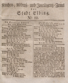 Kirchenzettel der Stadt Elbing, Nr. 12, 16 März 1828