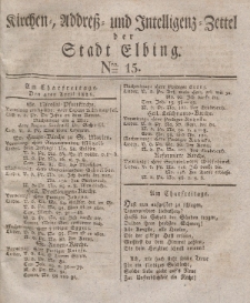 Kirchenzettel der Stadt Elbing, Nr. 15, 4 April 1828