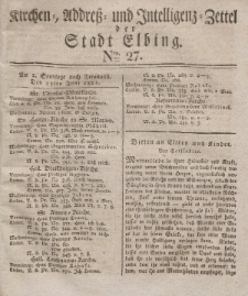 Kirchenzettel der Stadt Elbing, Nr. 27, 15 Juni 1828