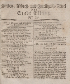 Kirchenzettel der Stadt Elbing, Nr. 39, 7 September 1828