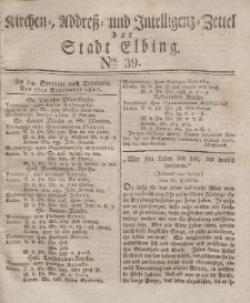 Kirchenzettel der Stadt Elbing, Nr. 39, 7 September 1828