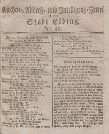 Kirchenzettel der Stadt Elbing, Nr. 46, 26 Oktober 1828