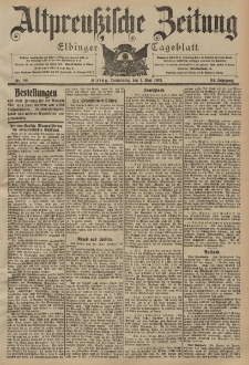 Altpreussische Zeitung, Nr. 101 Donnerstag 1 Mai 1902, 54. Jahrgang