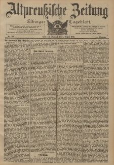 Altpreussische Zeitung, Nr. 182 Mittwoch 6 August 1902, 54. Jahrgang