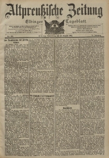 Altpreussische Zeitung, Nr. 201 Donnerstag 28 August 1902, 54. Jahrgang