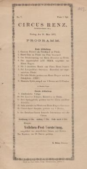 Bestandteil Nr. 112 der Nitschmanns Sammlungen: Circus Renz. : Programm.