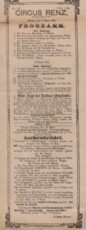 Bestandteil Nr. 172 der Nitschmanns Sammlungen: Programm&Aschenbrödel