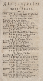 Kirchenzettel der Stadt Elbing, Nr. 3, 15 Januar 1826