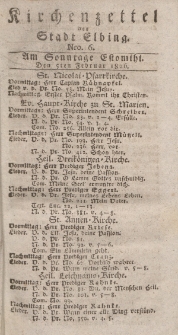 Kirchenzettel der Stadt Elbing, Nr. 6, 5 Februar 1826