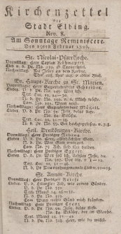 Kirchenzettel der Stadt Elbing, Nr. 8, 19 Februar 1826
