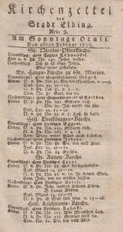 Kirchenzettel der Stadt Elbing, Nr. 9, 26 Februar 1826