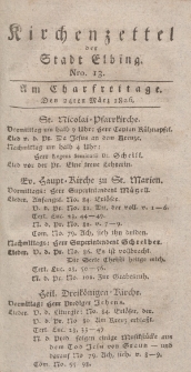 Kirchenzettel der Stadt Elbing, Nr. 13, 24 März 1826