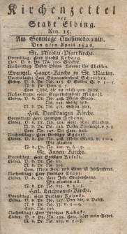Kirchenzettel der Stadt Elbing, Nr. 15, 2 April 1826