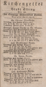 Kirchenzettel der Stadt Elbing, Nr. 16, 9 April 1826