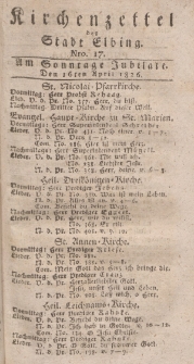 Kirchenzettel der Stadt Elbing, Nr. 17, 16 April 1826