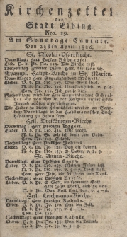 Kirchenzettel der Stadt Elbing, Nr. 19, 23 April 1826