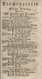 Kirchenzettel der Stadt Elbing, Nr. 22, 7 Mai 1826