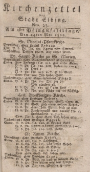 Kirchenzettel der Stadt Elbing, Nr. 23, 14 Mai 1826