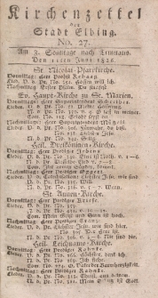Kirchenzettel der Stadt Elbing, Nr. 27, 11 Juni 1826