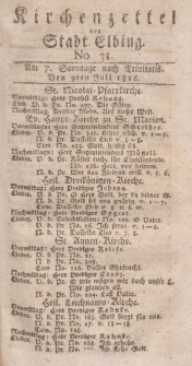 Kirchenzettel der Stadt Elbing, Nr. 31, 9 Juli 1826