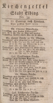 Kirchenzettel der Stadt Elbing, Nr. 34, 30 Juli 1826