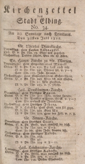 Kirchenzettel der Stadt Elbing, Nr. 34, 30 Juli 1826