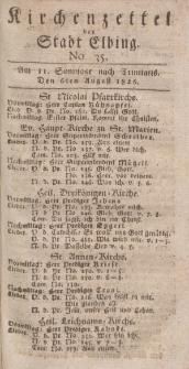 Kirchenzettel der Stadt Elbing, Nr. 35, 6 August 1826