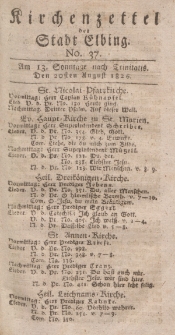 Kirchenzettel der Stadt Elbing, Nr. 37, 20 August 1826