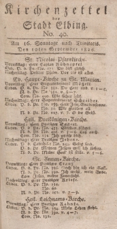 Kirchenzettel der Stadt Elbing, Nr. 40, 10 September 1826