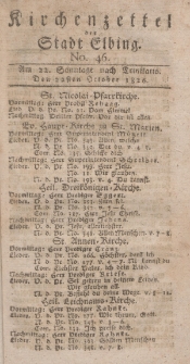 Kirchenzettel der Stadt Elbing, Nr. 46, 22 Oktober 1826