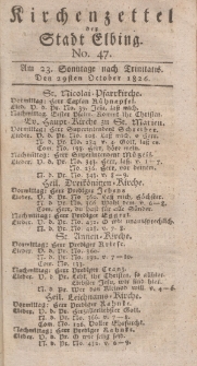 Kirchenzettel der Stadt Elbing, Nr. 47, 29 Oktober 1826