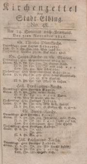 Kirchenzettel der Stadt Elbing, Nr. 48, 5 November 1826