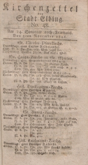 Kirchenzettel der Stadt Elbing, Nr. 48, 5 November 1826